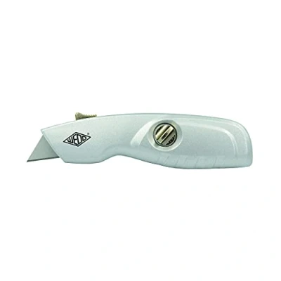 Afbeelding van WEDO 78808 Safety Cutter Alu BASIC met trapeziumlemmet (incl. 2 reservemesjes), automatische terugtrekker lemmet, TÜV/GS gecertificeerd, 96 g, zilver