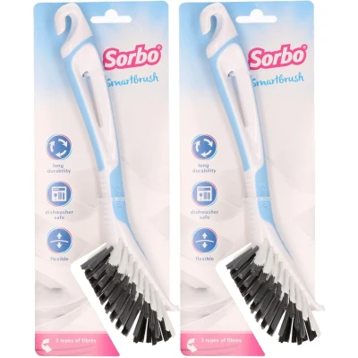 Afbeelding van 2x Sorbo Afwasborstel blauw/wit