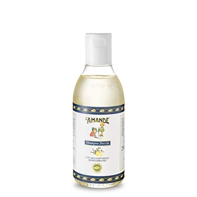 Afbeelding van L&#039;AMANDE Doucheshampoo voor mannen, vrouwen en kinderen, 250 ml, delicate vloeibare zeep, zacht de huid, bodywash geparfumeerde douche, dermatologisch getest