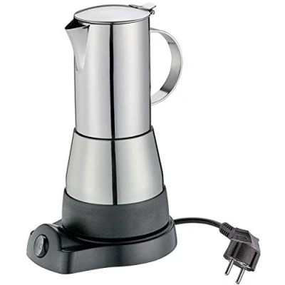 Afbeelding van cilio Aida Espressomachine, elektrisch, voor 6 kopjes espresso (300 ml), roestvrij staal, ook onderweg, camping, met warmhoudfunctie, 480 W