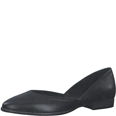 Afbeelding van MARCO TOZZI Dames sleehak, zacht Feel Me voetbed, van hoogwaardig leer, ideaal voor business en vrije tijd 2 22108 20 ballerina&#039;s, zwart, 39 EU