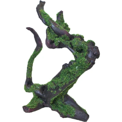 Afbeelding van Polyresin ornament wortelhout bruin met mos 23 cm Gebr. de Boon
