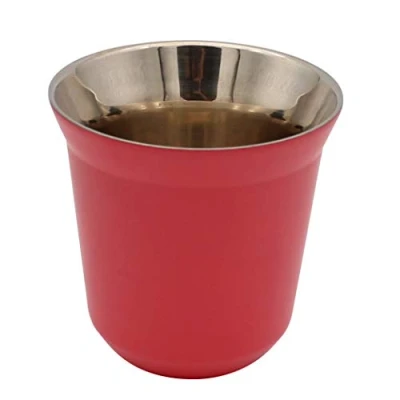 Afbeelding van Dianoo Koffiekopje Roestvrij Staal Espresso Mokken Dubbele Thermisch Geïsoleerde Capsule Fuchsia