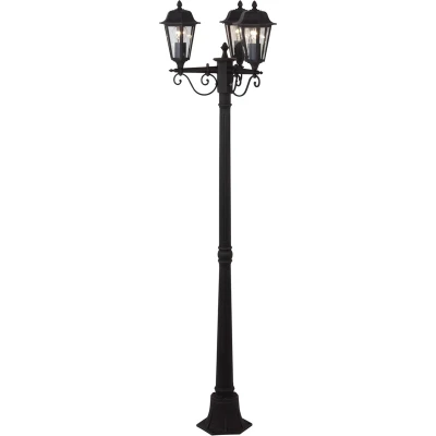 Afbeelding van Lindby Lantaarnpalen 3 lichts aluminium, glas H: 172 cm E27 zwart roest, helder