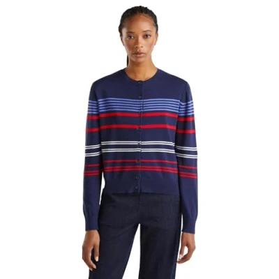 Afbeelding van United Colors of Benetton OPEN Crewneck Regular FIT Striped WITH Links Stitch Where Change Vest, Dames, Maat: Large, Blue