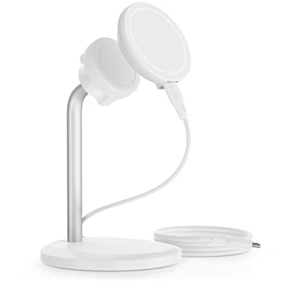 Afbeelding van ESR HaloLock draadloze oplader Shift, houder compatibel met MagSafe, 2 oplaadmodi, afneembare snellaadstandaard, iPhone serie 14/13/12 zonder hoezen en magnetische hoes, wit