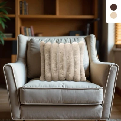 Afbeelding van Jonckheere Collectie Rib rabbit fur sierkussen zand 50*50