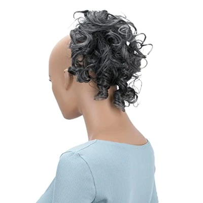 Afbeelding van CAISHA Haarstukje Scrunchy Updo Kapsels Bruidskapsels Volumineus Krullend Rommelig Knotje Asgrijs Mix G22L