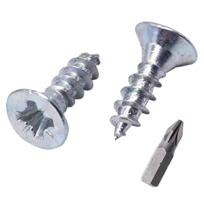Afbeelding van SKIR&#039;CO (Pack van 100 stuks) verzinkt staal 3,5 x 10 mm zilveren houtschroeven, Pozidriv verzonken kop, spaanplaat schroeven, PZ volledig schroefdraad (100, mm)
