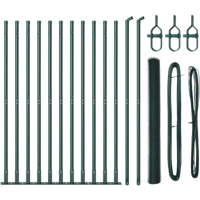 Afbeelding van vidaXL Hexagon Fence Groen 1,4x25 m Staal, Posts met Basisplaten 13 st Ø32mm 78,5cm Gegalvaniseerd Staal