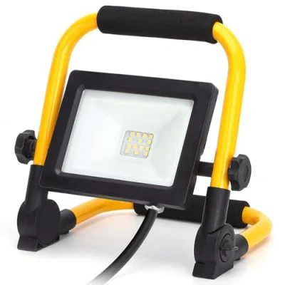 Afbeelding van LED Bouwlamp met Stekker + Statief 10 Watt Helder/Koud Wit 6500K Waterdicht IP65 Kantelbaar