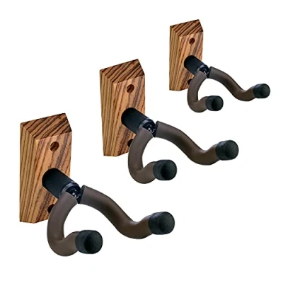 Afbeelding van PUNK Wandhouder voor gitaren, 3 stuks, zebra, hardhouten ukelele, wandhaken, houder, standaard, akoestisch, elektrisch, gitaar, bas, banjo, mandoline, ukelele (3 stuks)