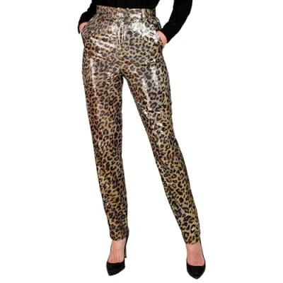 Afbeelding van Widmann Feestmode paillettenbroek voor dames, luipaardpatroon, discofever, damesbroek