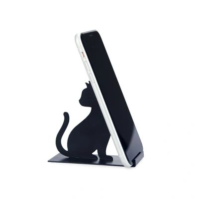 Afbeelding van Telefoonstandaard Zwart Black Staal Balvi Feline 9x10x4 Cm