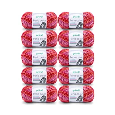 Afbeelding van Gründl Wol Perla color (wolachtig handbreigaren van 100% polyester, 100 g/90 m, naalddikte: 8 9, 10 x g), roze rood parelmoer
