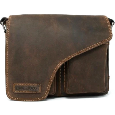 Afbeelding van Hillburry Tas Buffel Leer Leren Schoudertas Crossbodytas Unisex Bruin