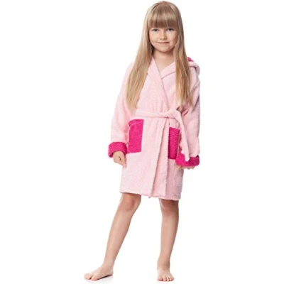 Afbeelding van Ladeheid Kinderen Badjas met Capuchon Wasmachine bestendig Katoen Badstof LA LA40 103 DG Hellrosa/Fuchsia (P15/M12) 122 128