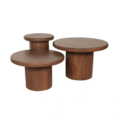 Afbeelding van Starfurn Salontafel Maya set van 3 walnoot Hout