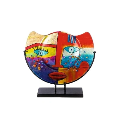 Afbeelding van Casablanca by Gilde Tafelvaas Fashion, decoratieve vaas van glas, met zwarte metalen voet, hoogte ca. 35 cm (1 stuk)