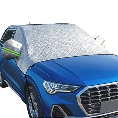 Afbeelding van Voorruitafdekking voor auto, winter, zonneklep, autovoorruit, autoafdekking tegen sneeuw, ijs, vorst, stof, uv zon, geschikt de meeste voertuigen