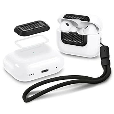 Afbeelding van Spigen Lock Fit M Compatibel met AirPods Pro 2 (2023/2022) / (2019) Vergrendelingsmodule Polsband Carbon
