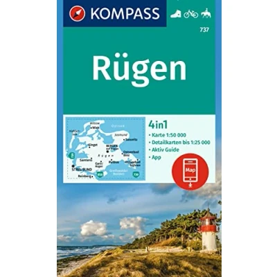 Afbeelding van Insel Rügen: 4in1 Wanderkarte, mit Aktiv Guide und 1:25000 Karten, inklusive Kartenbereich zur offline Verwendung in der KOMPASS App. Fahrradfahren. Reiten.: 737