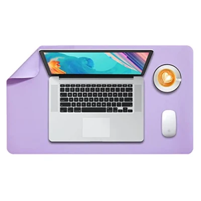 Afbeelding van DOBAOJIA Bureaulegger, Bureau Pad, Blotter, Schrijven Muis en Toetsenbord Uitgebreide Mat, Onderlegger XL, Dual Side Gebruik PU Leer 60 x 35cm (Paars/Paars)