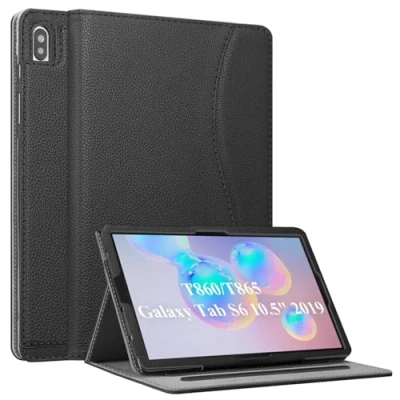 Afbeelding van Fintie Hoes voor Samsung Galaxy Tab S6 10.5 2019 (compatibel met S Pen draadloze oplaadfunctie) Multi angle bekijken beschermhoes documentsleuven en automatische slaap/waakfunctie, zwart