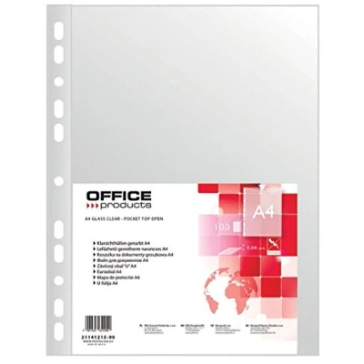 Afbeelding van OFFICE PRODUCTS 21141215 90 transparante hoezen, PP, A4, generfd, 40 µm 100 stuks, transparant