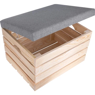 Afbeelding van Creative Deco Houten Gestoffeerde Opbergkist 50 x 40 35 cm Bank Kist Poef met Opbergruimte voor Lleine voorwerpen, Dekens, Kussens, Boeken, Speelgoed
