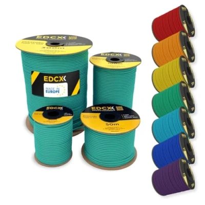 Afbeelding van EDCX 4mm Nylon Paracord 550 30m (100 voet) Type III, 100% Touw, 7 Strand Touw in Effen Kleuren (Emerald Green, 30 m)