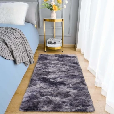 Afbeelding van Aspire Homeware Vloerkleden Woonkamer Donkergrijs voor Slaapkamer Antislip Moderne Super Zachte Dikke Stapel Pluizig Shaggy Tapijt Niet pluizend (Tye Dye Grey, 60 x 110 cm)