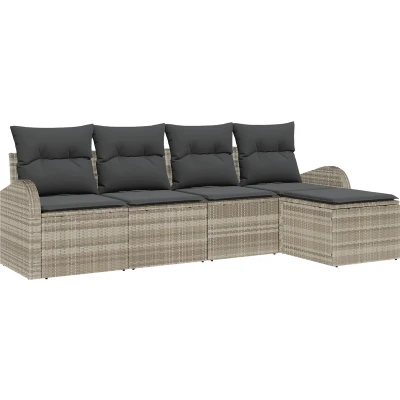 Afbeelding van vidaXL 5 delige Tuin Sofa Set met Kussens Lichtgrijs Poly Rattan