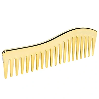 Afbeelding van Kammen met Brede Tanden, Zonder Handvat Ontklitterkam Professionele Haarstylingkam voor Krullend of Steil Haar Nat Droog Haar(gouden)