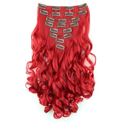 Afbeelding van CAISHA XXL 45cm 8 Delige Set CLIP IN EXTENSIONS Haarextensies Haarstukje Golvend Intens Rood CES9 1