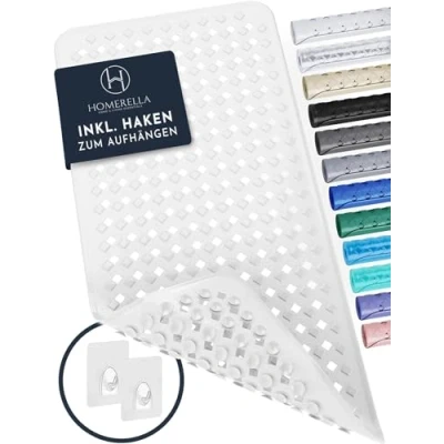 Afbeelding van HOMERELLA Badmat antislip 88x39cm Inclusief ophanging BPA vrij douchemat Badmatten schimmelbestendig &amp; machine wasbaar