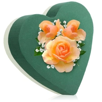 Afbeelding van COM FOUR® potgrond voor bloemstukken in hartvorm steekschuim verse bloemen spons knutselen bruiloft, Pasen en verjaardag (01 stuk hart)