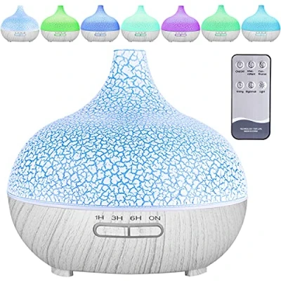 Afbeelding van MAISITOO Aroma Diffuser, 550 ml, ultrastil, ultrasone luchtbevochtiger, aromatherapie, etherische oliën, BPA vrije luchtbevochtiger voor slaapkamer, yoga, spa, 7 kleuren, led verlichting (wit)