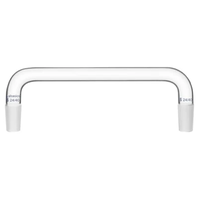 Afbeelding van Labasics adapter voor distillatie van glas, borosilicaatglas, binnenverbindingen 24/40, chemische gebogen tot 75 en 105 graden in het laboratorium