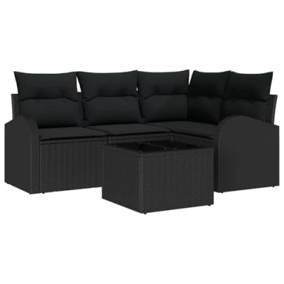 Afbeelding van vidaXL 5 Delige Tuin Sofa Set met Kussens Beige Poly Rattan
