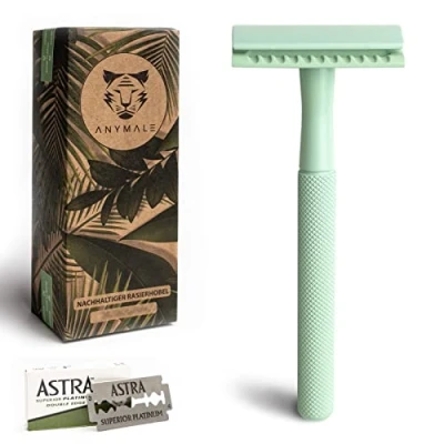 Afbeelding van ANYMALE® Mint Edition Scheermesje, inclusief 5 Astra messen, Zero Waste scheermes voor dames en heren