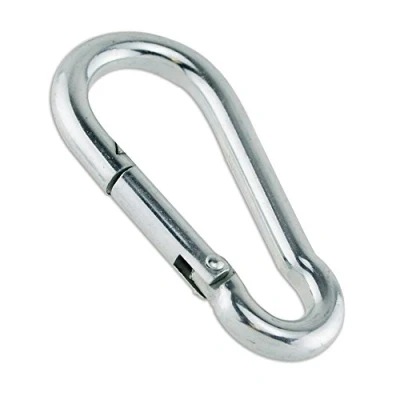 Afbeelding van Constrabo® 10 karabijnhaken 50 x 5 mm DIN 5299 C Haak van gegalvaniseerd staal met een draagvermogen 100 kg Automatische veersluiting Brandweer karabijnhaak, bouwmarkt karabijnhaak