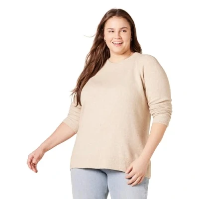 Afbeelding van Amazon Essentials Dames Classic Fit Soft Touch Lange Mouw Crewneck Trui, Beige, S