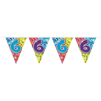 Afbeelding van Vlaggenlijn 6 jaar Birthday Blocks meter