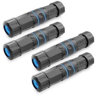 Afbeelding van deleyCON 4 Stuks CAT 6 Patchkabel Koppeling Buiten RJ45 LAN DSL Netwerkkabel Connector IP68 Waterdicht Stofdicht Ethernet Kabelverlenging Tuin 2x bus Zwart