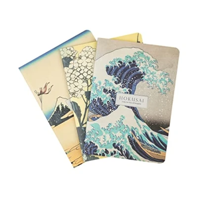 Afbeelding van Set 3 notitieboek Hokusai A6 notitieboekjes Notebooks Met Gelijnde Pagina&#039;S Diary Klein notitieboekje