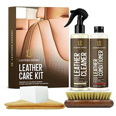 Afbeelding van Leather Expert &quot;Car Care Kit&quot; leerverzorgingsset leerreiniger 250 ml + leerverzorgingsproduct borstel spons microvezeldoek
