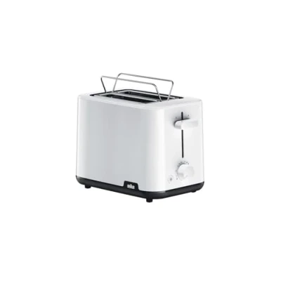 Afbeelding van Braun Breakfast1 broodrooster voor 2 sneden, 8 bruiningsniveaus, uitneembare kruimellade, broodjeswarmer, 900 W, HT1010WH, kunststof, wit