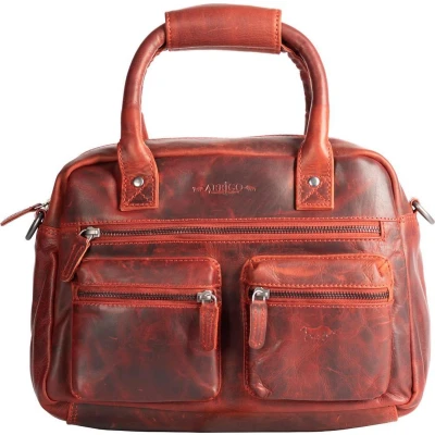 Afbeelding van Tas Dames Rood Leer Lederen Schoudertas Handtas Echt Medium Formaat