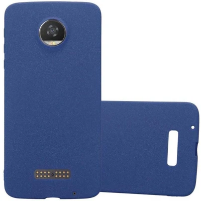 Afbeelding van Cadorabo Hoesje geschikt voor Motorola MOTO Z2 in FROST DONKER BLAUW Beschermhoes gemaakt van flexibel TPU silicone Case Cover
